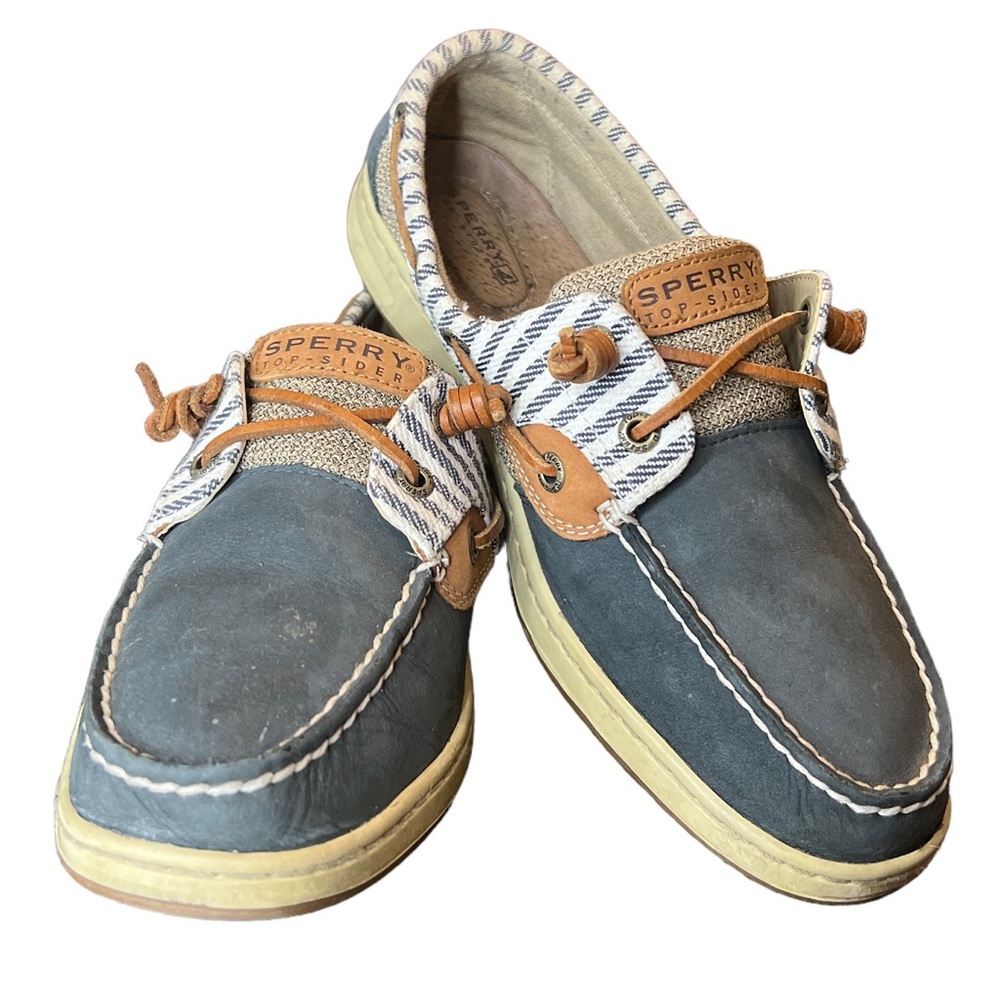Sperry Top Sider Navy Brown Striped Size 8 Women’s